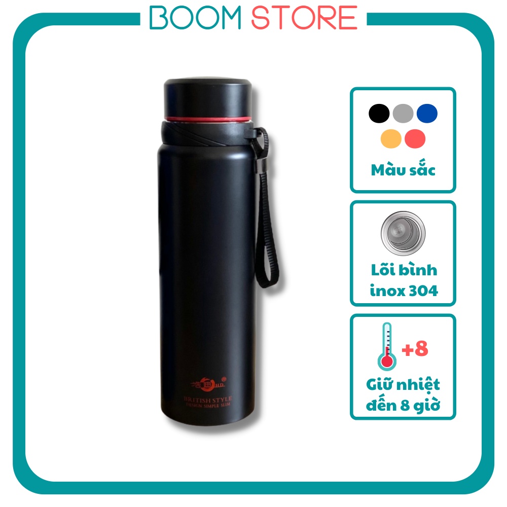 Bình giữ nhiệt 1000ml đẹp INOX 304 cao cấp, bình đựng nước giữ nhiệt thể thao Boom Store