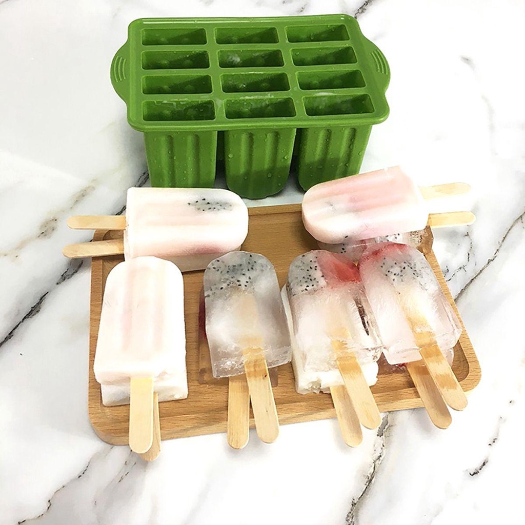 Khuôn Làm Kem Que Bằng Silicone Tái Sử Dụng Tiện Lợi