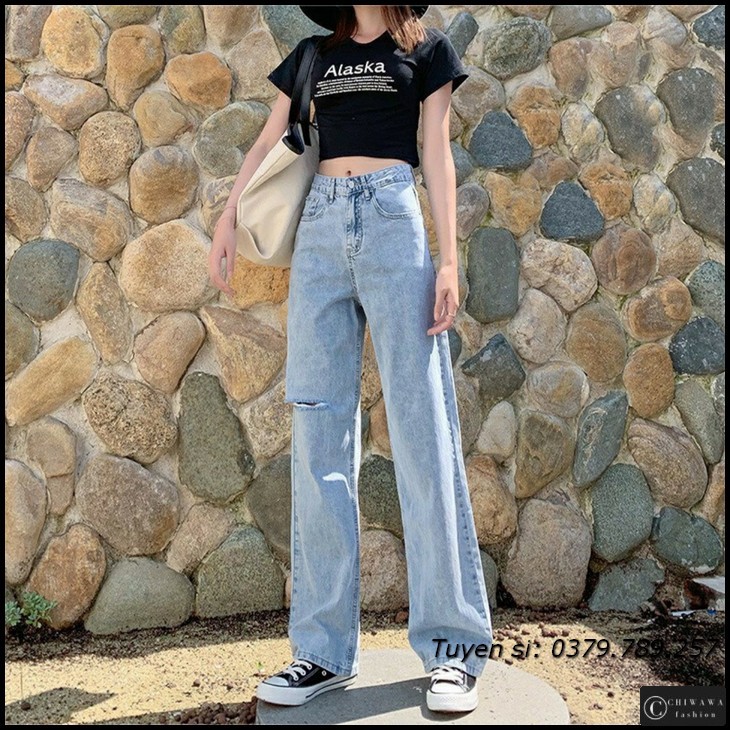 [Sỉ] Quần jean nữ baggy giá rẻ TA07
