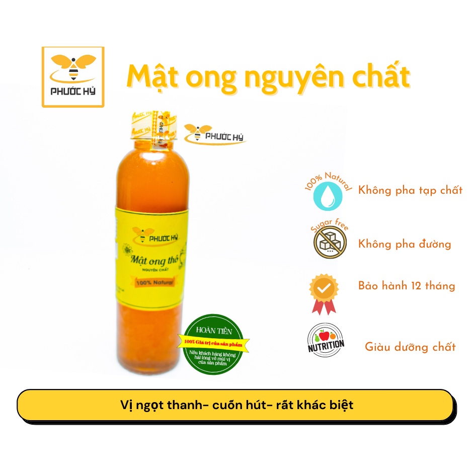 Mật ong nguyên chất Phước Hỷ 500ml thiên nhiên honey