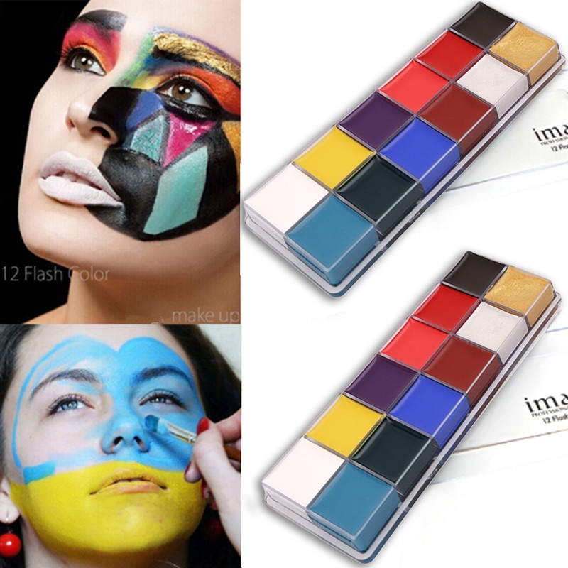FM 12 Colors Flash Tattoo Face Body Paint Oil Painting Art Halloween Party Fancy Dress Beauty Makeup Tools