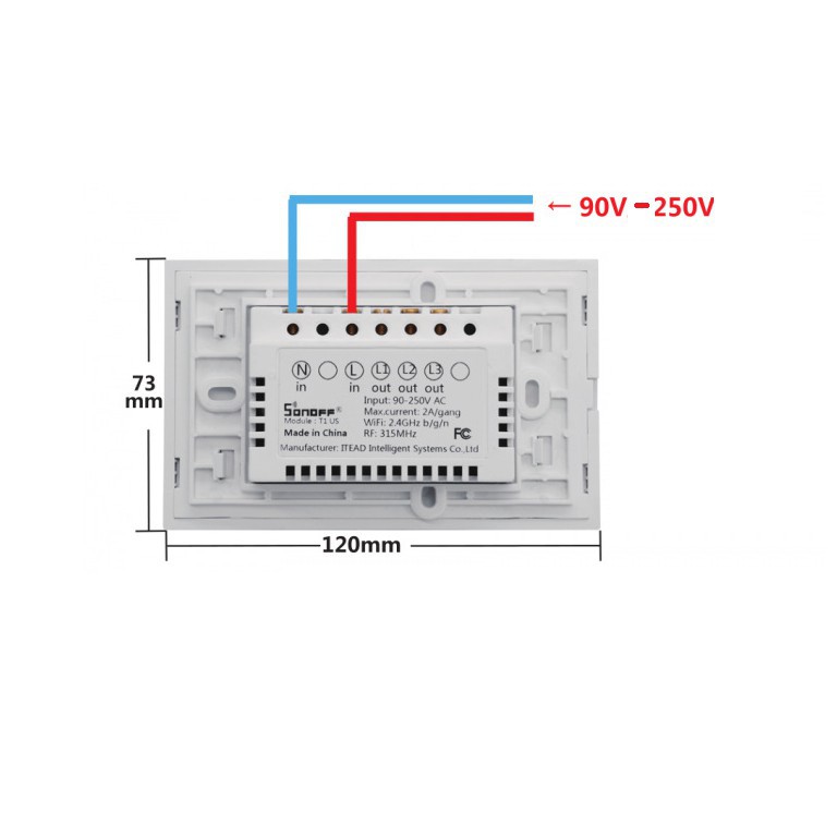 Công Tắc Wifi Smart Switch (Công Tắc Cảm Ứng Âm Tường 3,4 Kênh Điều Khiển) ,app Smart Life,TUYA