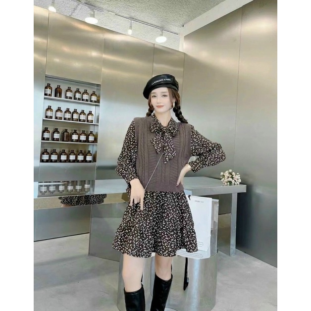 Sét Váy hoa nhí + áo gile