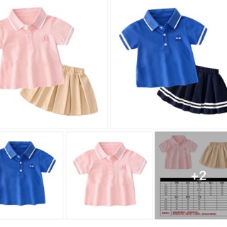 Set áo polo chân váy xoè cho bé
