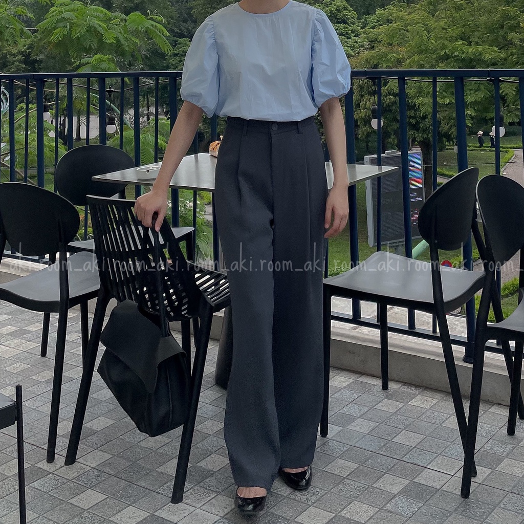 Quần suông trơn mượt cạp phẳng một khuy 218
