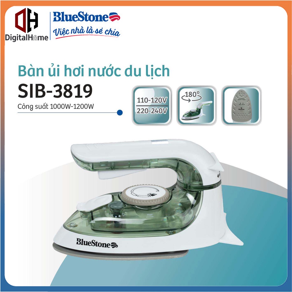Bàn ủi hơi nước mini BlueStone SIB 3819 Phun Hơi 10g/p, Công Suất 1200W, Bảo Hành Chính Hãng 2 Năm
