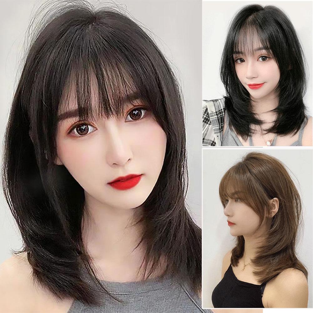 Bộ Tóc Giả Ngắn Thẳng Tự Nhiên Cách Nhiệt Thời Trang Cho Nữ
