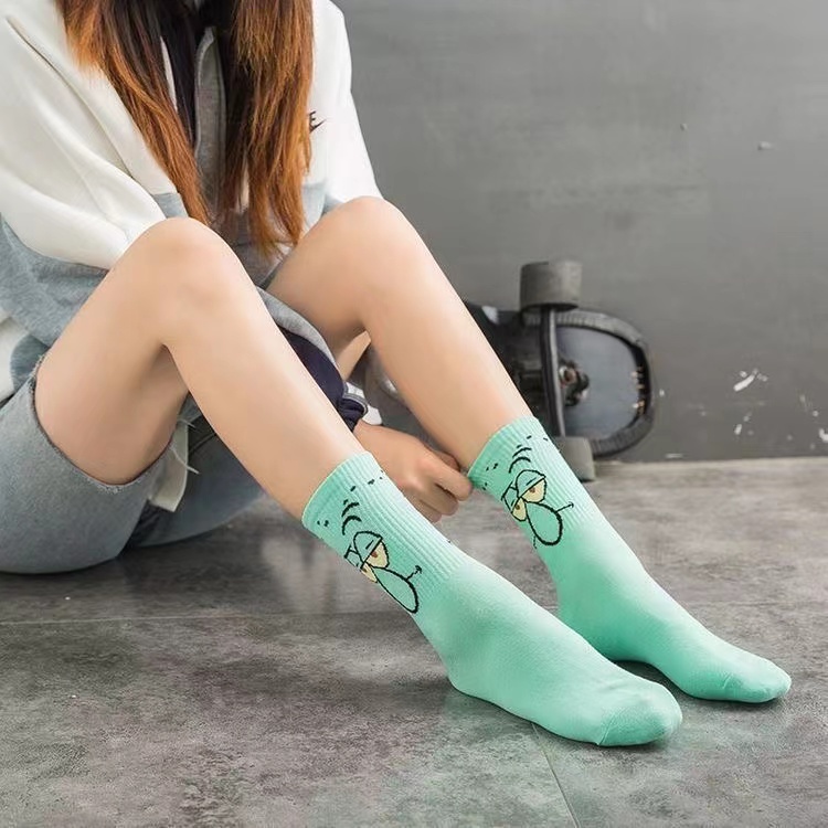 Vớ cotton in hình hoạt hình SpongeBob phong cách Harukuju thời trang