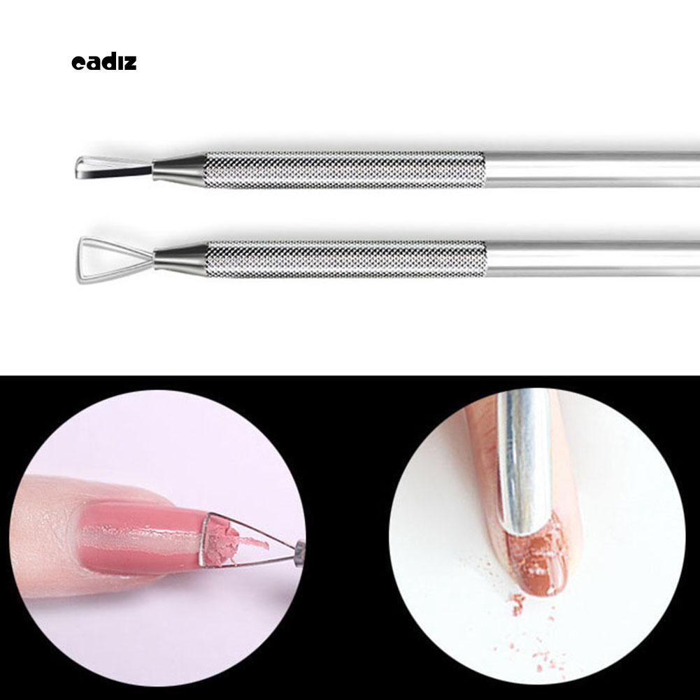 [Hàng mới về] Que đẩy loại bỏ sơn móng tay bằng thép không gỉ tiện lợi dễ sử dụng