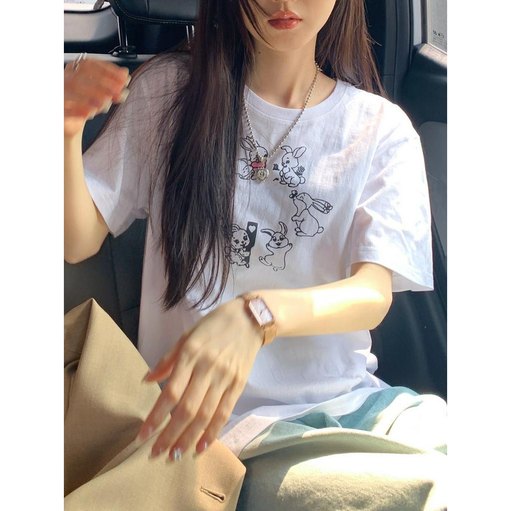 Áo Thun In Hình Thỏ Đơn Giản Thời Trang Mùa Hè Dành Cho Nữ 63259