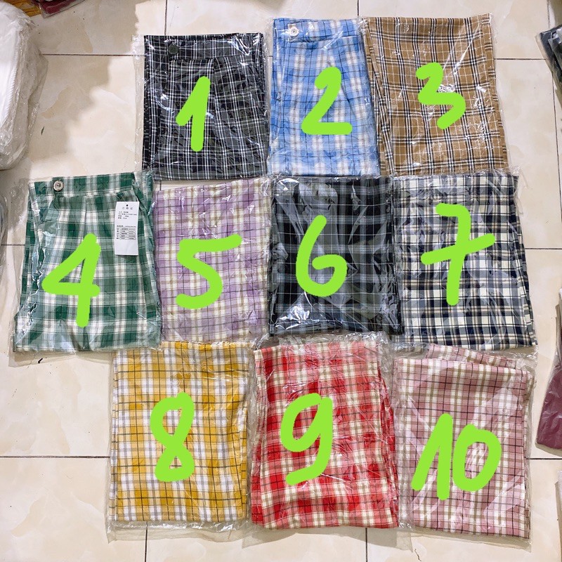 Xả hàng - Quần suông kẻ có chun sau, Quần ống rộng kẻ sọc cạp cao dáng dài - NhiNhiShop