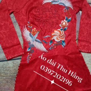 Áo dài gấm tơ đỏ 2tà