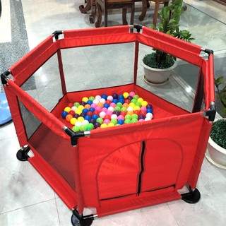 Quây Cũi Kiêm Nhà Banh Khung Inox Vải Dù Cho Bé - Quây Vui Chơi Cho Bé