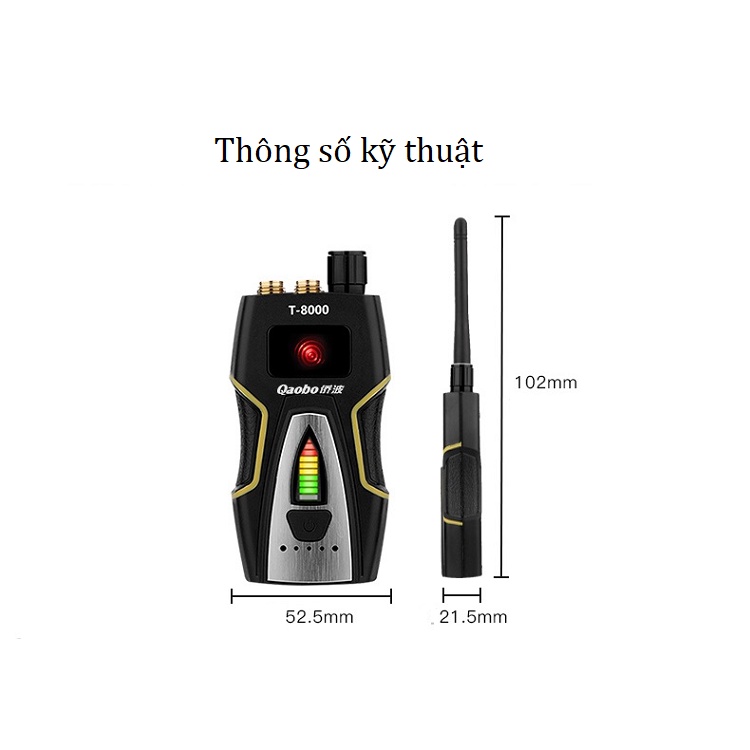 Máy Dò Phát Hiện Theo Dõi Camera, GPS, Định Vị Detector T8000
