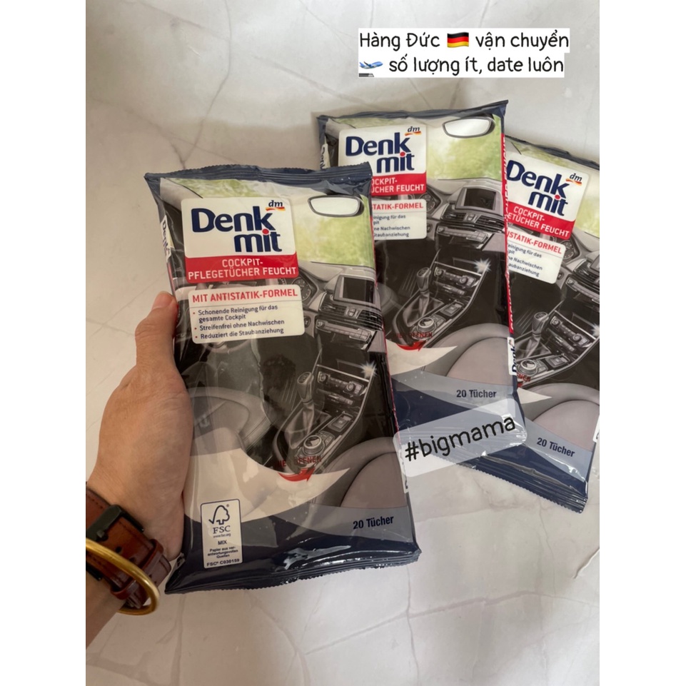 (Hàng Đức) Khăn giấy ướt vệ sinh ô tô DENKMIT 20 tờ của Đức