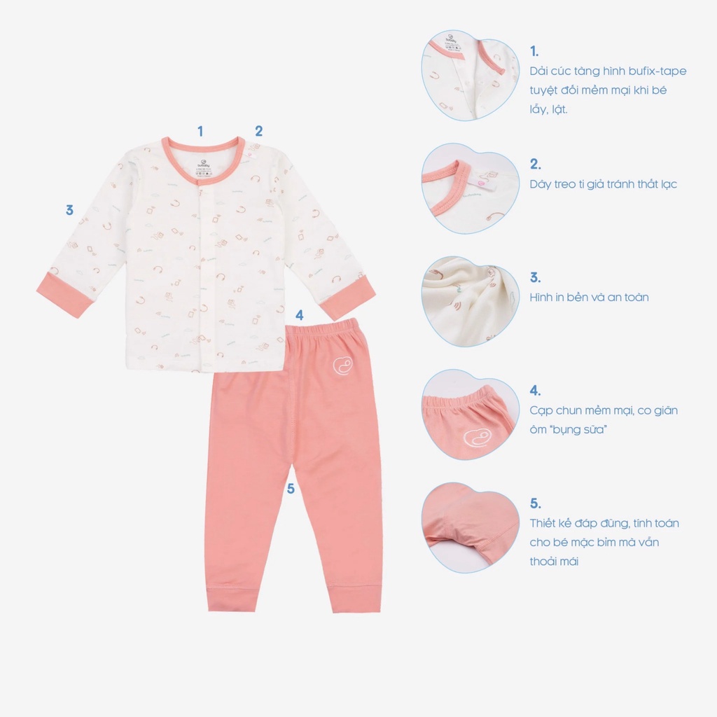 Bubaby - Bộ cài giữa dài tay Bambus Cuddles 0m - 9m