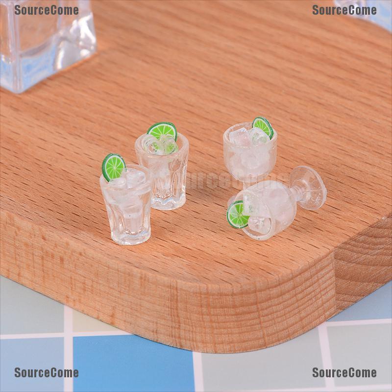 Set 2 Ly Thủy Tinh + Đá Mini Trang Trí Nhà Búp Bê