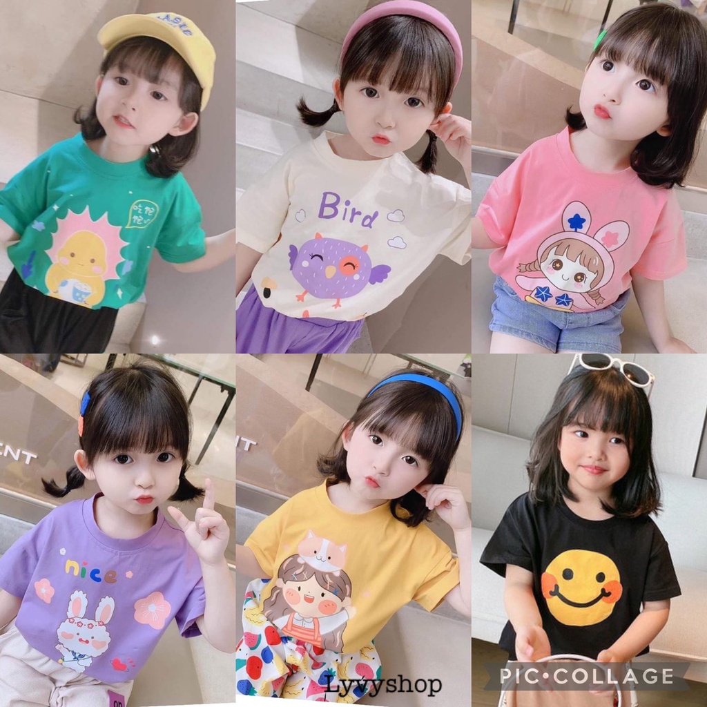 Lyvyshop - (Cotton loại 1) Áo thun cộc tay bé trai, bé gái siêu dễ thương từ 09-28kg