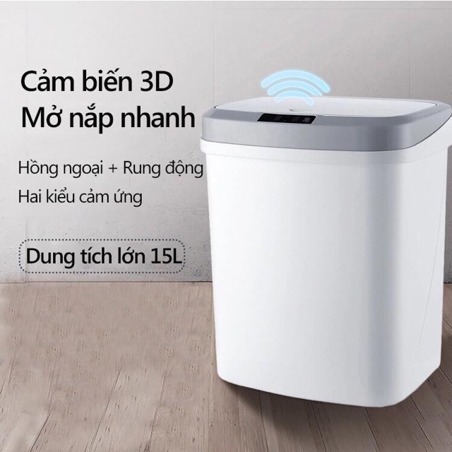 Thùng rác cảm biến 3D mở nắp thông minh tích điện .