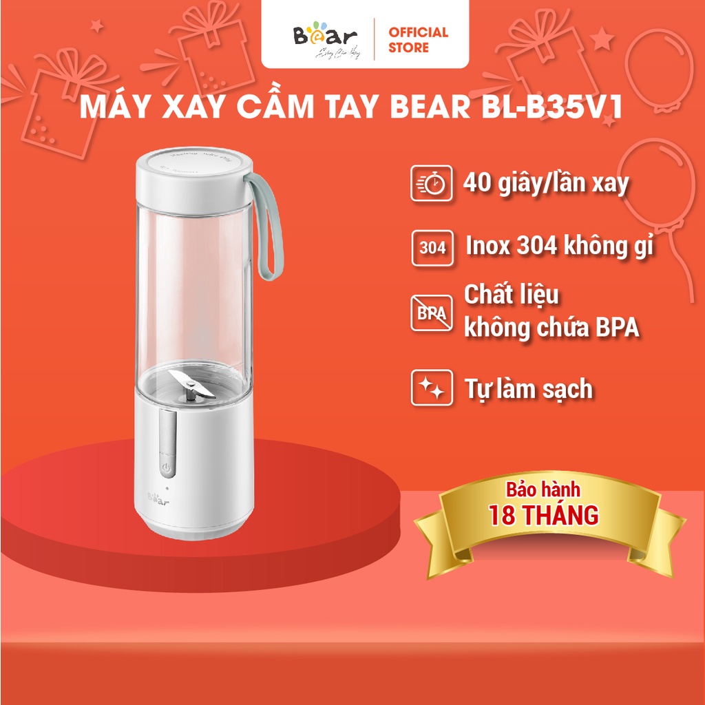 Máy Xay Sinh Tố Cầm Tay Mini Bear Đa Năng Thiết Kế Lưỡi Dao Kép Sắc Bén, Tiết Kiệm Điện BL-B35V1