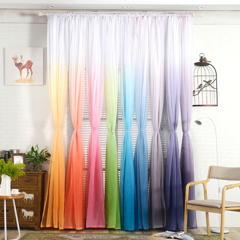 Rèm vải tuyn Gradient Màu tím cho phòng khách Phòng ngủ Màn cửa Organza Voile hiện đại cho nhà bếp