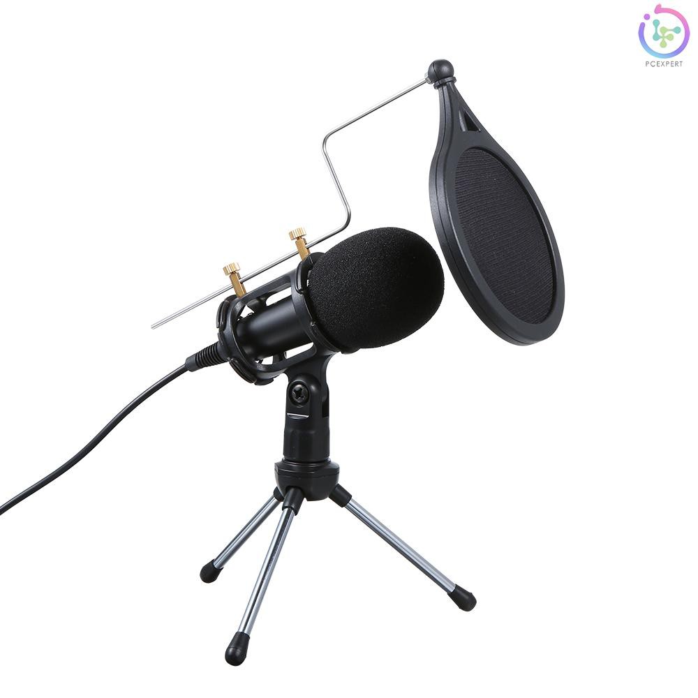 Bộ micro âm thanh có dây 3.5mm sử dụng cho KTV karaoke kèm giá đỡ cho PC điện thoại