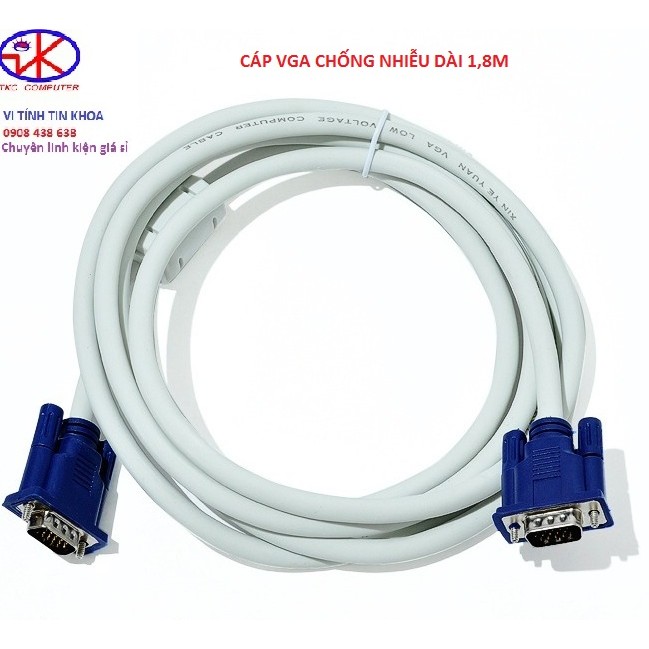 [Mã 2404EL10K giảm 10K đơn 20K] CÁP VGA 1,8M KINGMASTER TRẮNG chuyên dùng cho màn hình,máy chiếu.