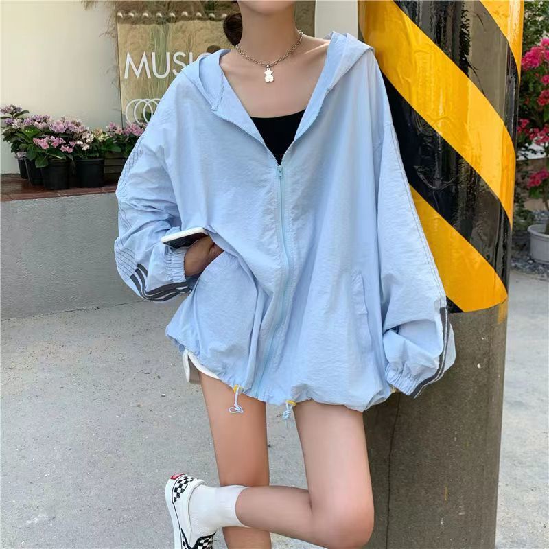 Áo Khoác Cardigan Chống Nắng Dáng Rộng Tay Dài Có Mũ Trùm Cỡ Lớn Thời Trang Cho Nữ