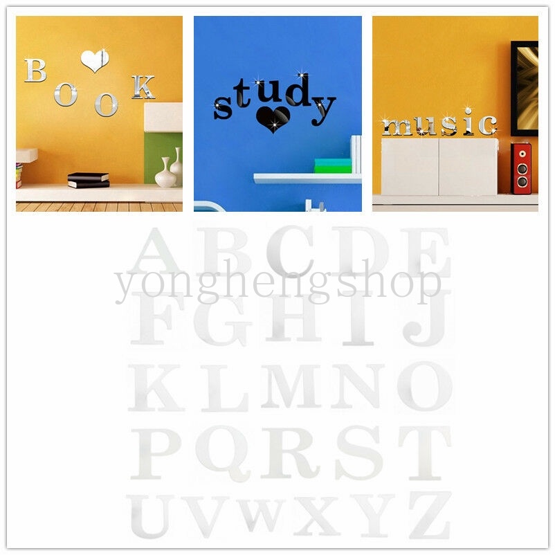 Miếng dán tường hình chữ cái A-F Z tùy chọn bằng acrylic thời trang