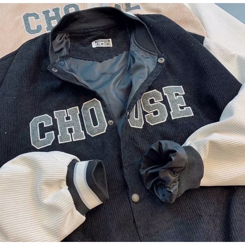 Áo khoác bomber (CÓ ẢNH THẬT) chất dạ nhung tăm cao cấp áo khiacs unisex thêu chưc CHOOSE