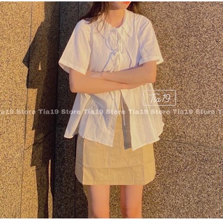 Set áo babydoll, chân váy kaki be. Set áo đầm ulzzang đẹp