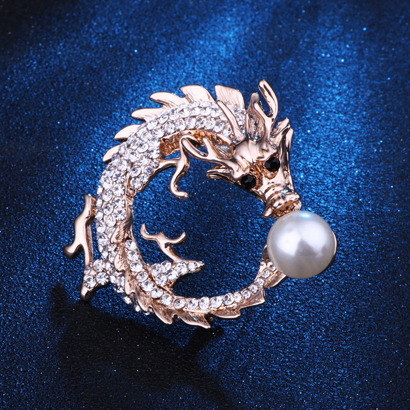 Trâm Cài Áo Hình Rồng Trung Hoa Đính Ngọc Trai Sáng Tạo Thời Trang Cho Nam