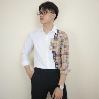 Áo sơ mi nam tay dài phối bbr 2 màu siêu hot
