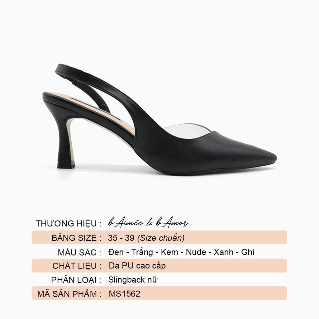 Giày cao gót bít mũi nữ 7p mũi nhọn gót nhọn dáng sandal slingback thời trang công sở đẹp bAimée &amp; bAmor - MS1562