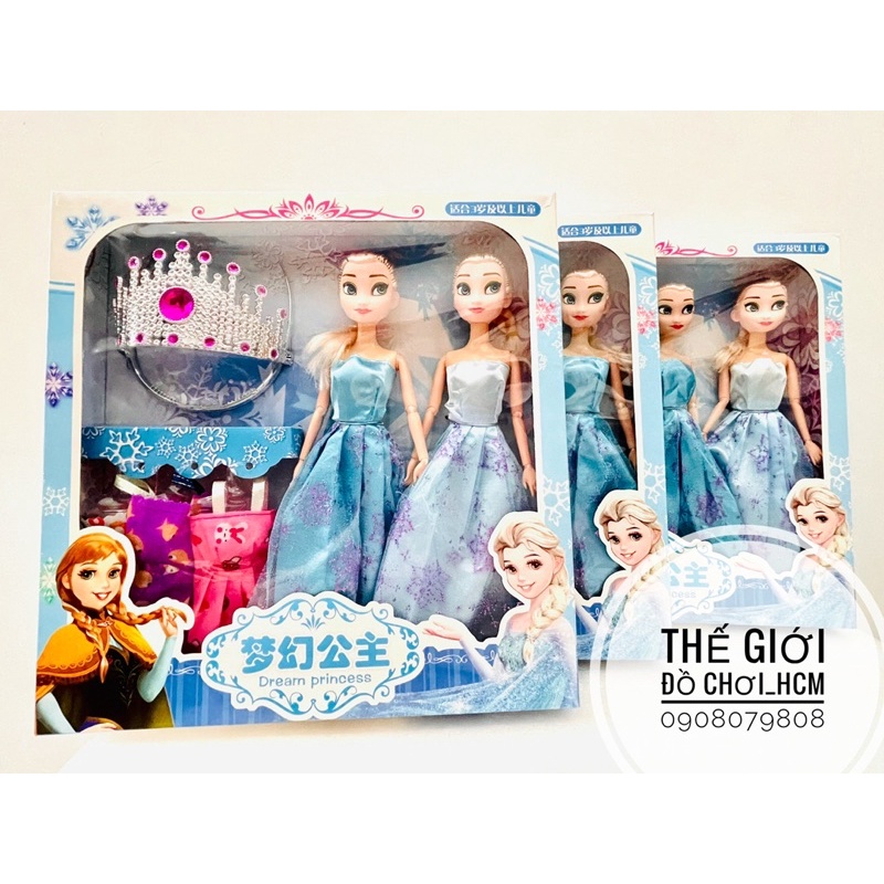 [HOT- LOẠI LỚN] Đồ chơi hộp 2 búp bê công chúa Frozen Elsa và Anna siêu dễ thương dành cho bé cưng.