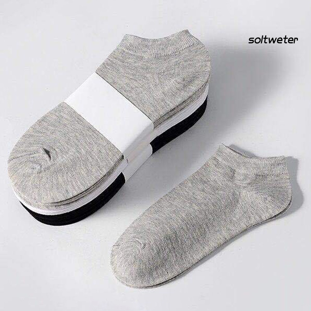 Set 5 Đôi Vớ Cotton Màu Trơn Thoáng Khí Thời Trang Cho Nam
