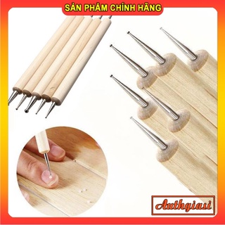 Set 5 bút chấm bi 2 đầu cán gỗ dùng trang trí móng nghệ thuật