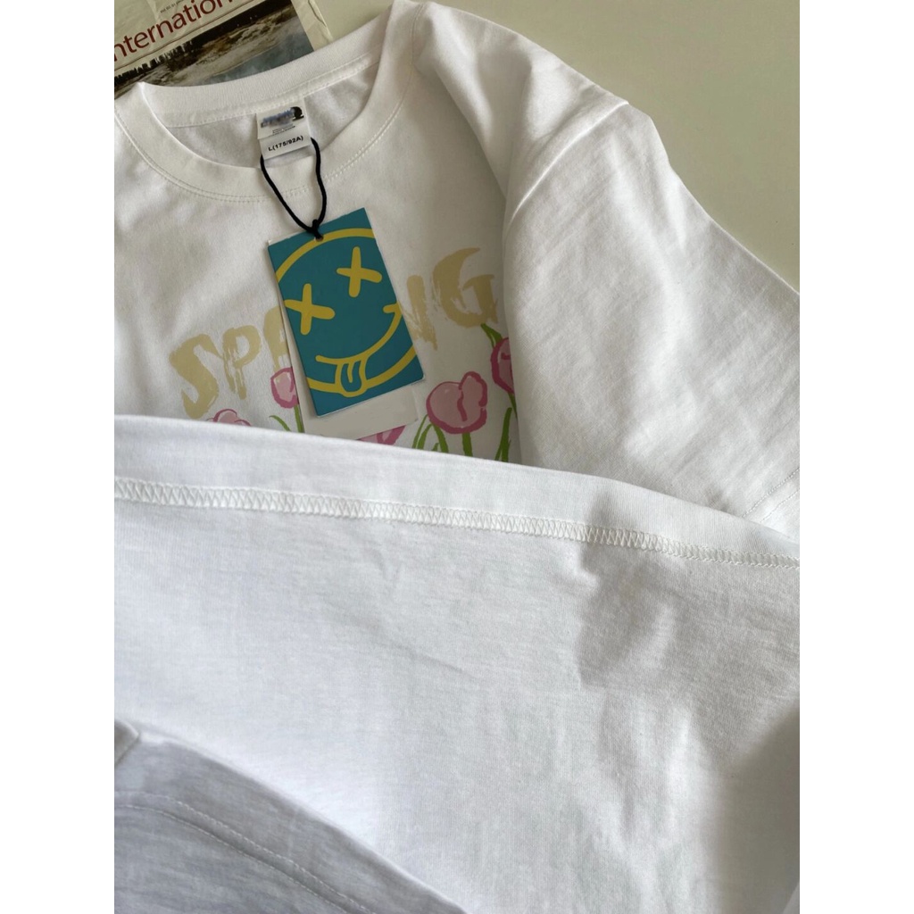 NUZIRO  Áo thun cotton ngắn tay phong cách vintage thời trang cho nữ