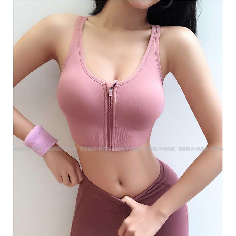 Áo bra gym nữ có lót SP172, Áo tập gym nữ nâng ngực khóa kéo - Gym Trex