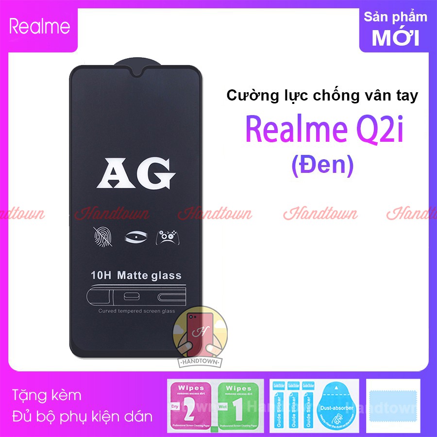Kính Cường Lực Nhám Chống Vân Tay Realme Q2i Full Màn Đen Full Keo Chống Va Đập Chống Trầy Xước Bảo Vệ Màn Hình
