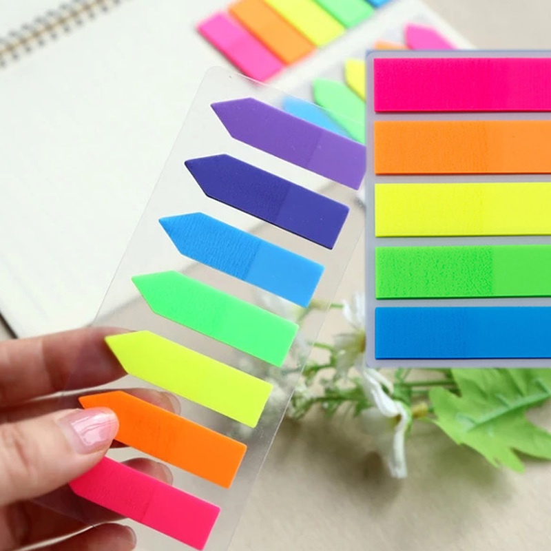 Miếng Dán Ghi Chú/ Đánh Dấu Sách Màu Dạ Quang Trong Suốt Sáng Tạo