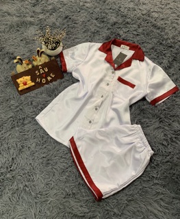 Bộ Pijama Phi Lụa Phối