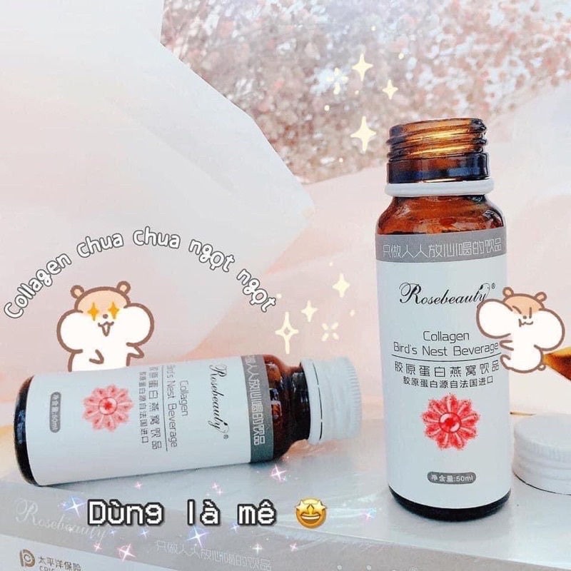 Nước Uống Collagen Rose Beauty Sáng Hồng Rạng Rỡ Căng Bóng hộp 8 lọ