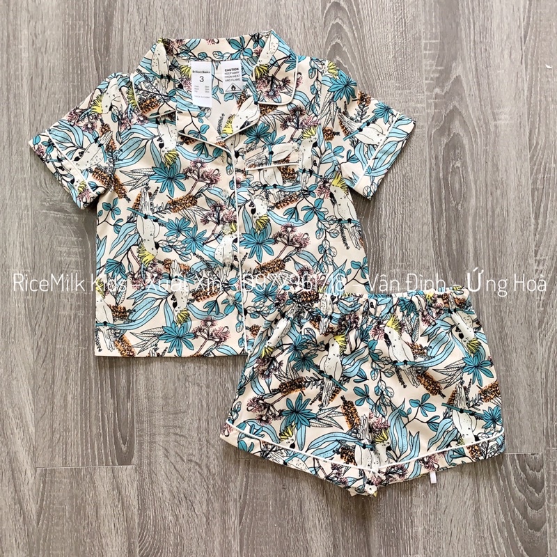 Bộ pyjama cho mẹ và bé hoa lá xuất dư xịn