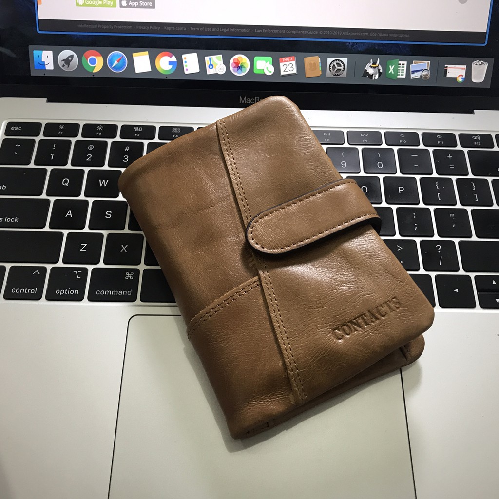 2022 Contact N1103-4 - Bảo Hành 2 Năm - Bóp Ví Đứng Bỏ Túi Da Ngựa Điên Men and Women Wallet Genuine Bò - Nam Nữ