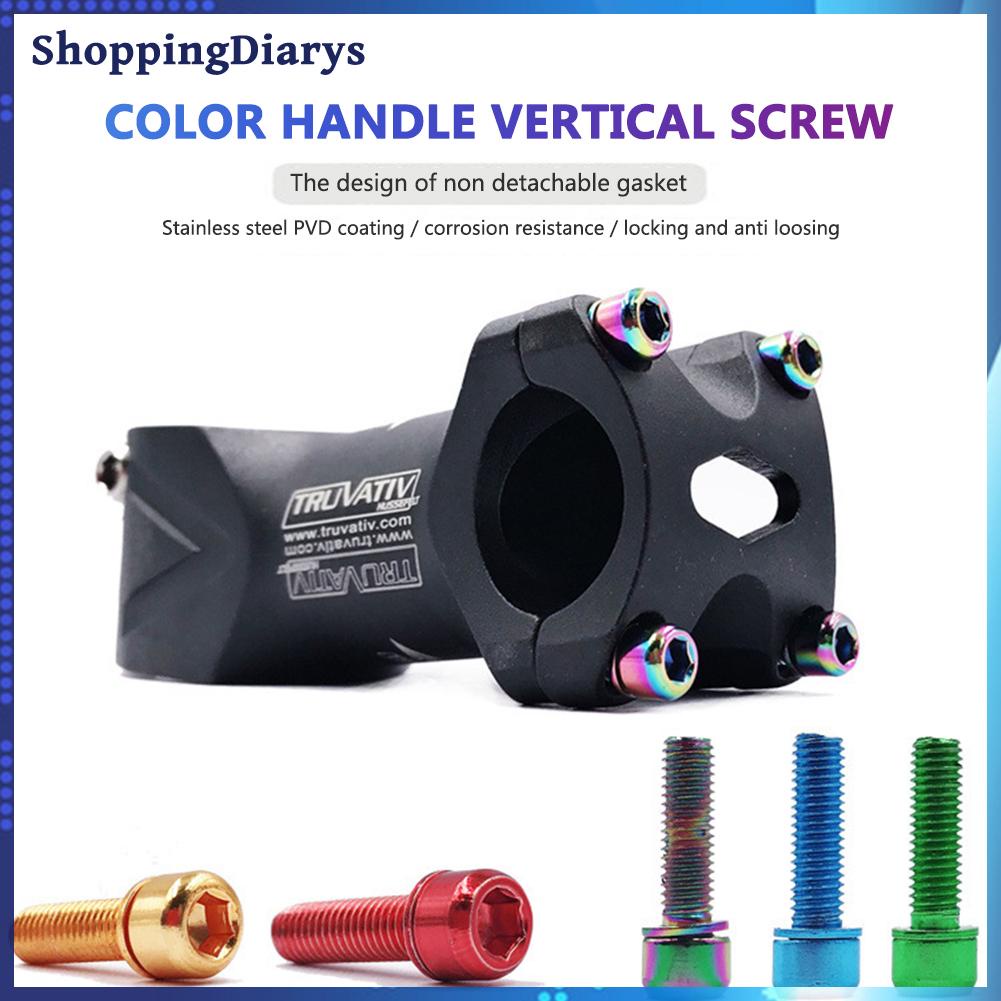 Set 6 bu lông M5X18Mm bằng titan kèm vòng đệm cho xe đạp leo núi