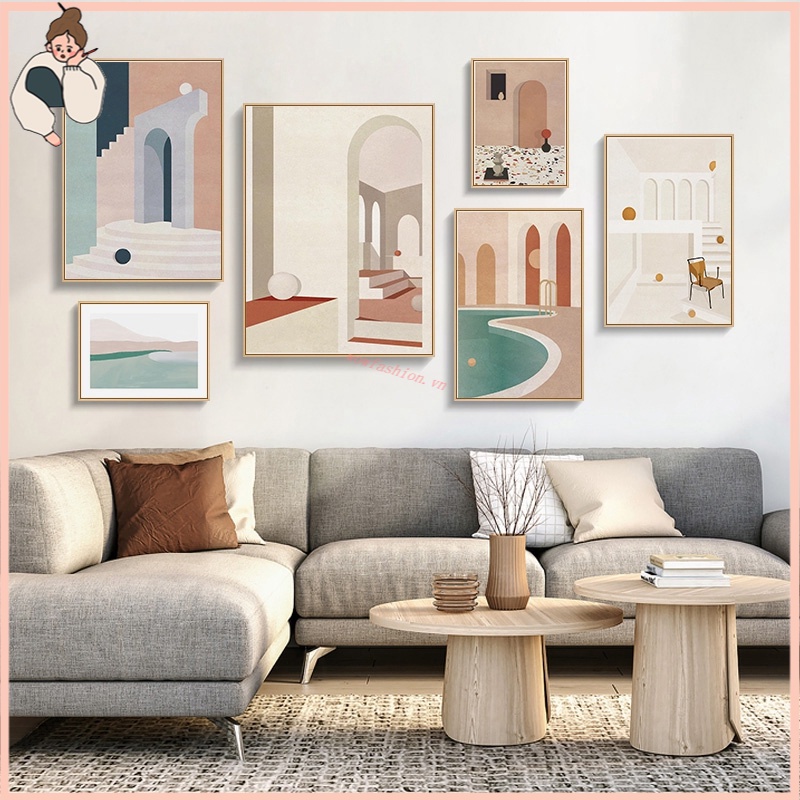 Tranh Treo Tường Họa Tiết Hình Học Trừu Tượng Dùng Để Trang Trí