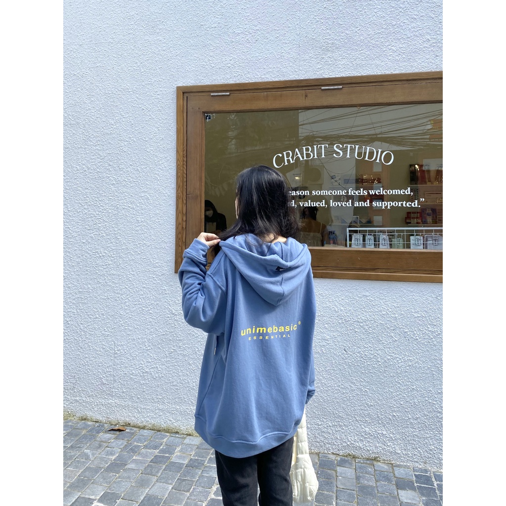ÁO KHOÁC NAM/NỮ HOODIE ZIP UNIME BASIC ESSENTIAL -  XANH NAVY