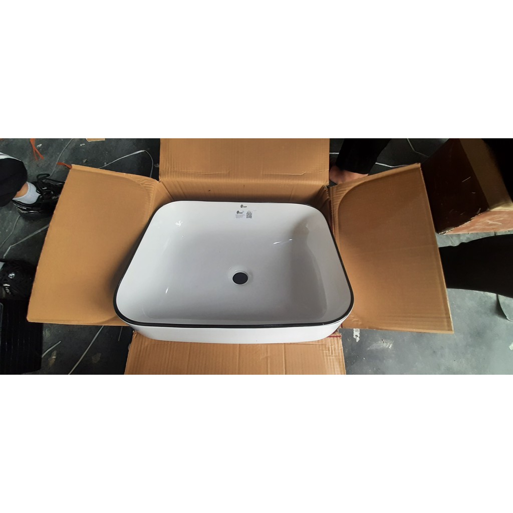 Chậu lavabo dương bàn vuông[HÀNG BẢO HÀNH 5 NĂM] , chậu lavobo LV 8220 men tuyết phủ Nano kèm ảnh thật video | BigBuy360 - bigbuy360.vn