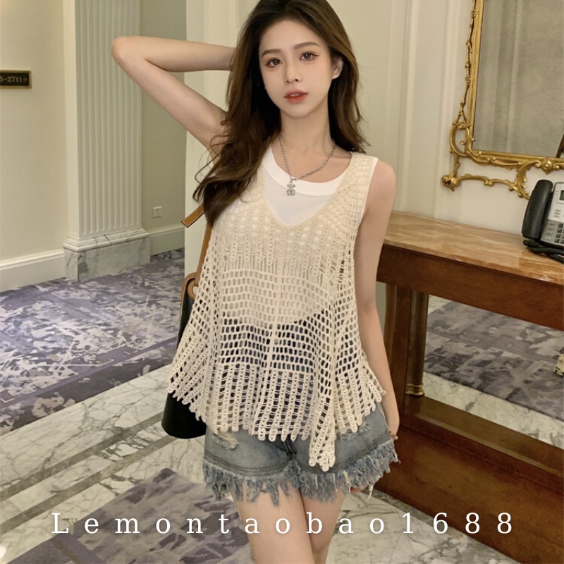 Set Áo Đan Không Tay Dáng Rộng Phong Cách Boho, Thời Trang Nữ